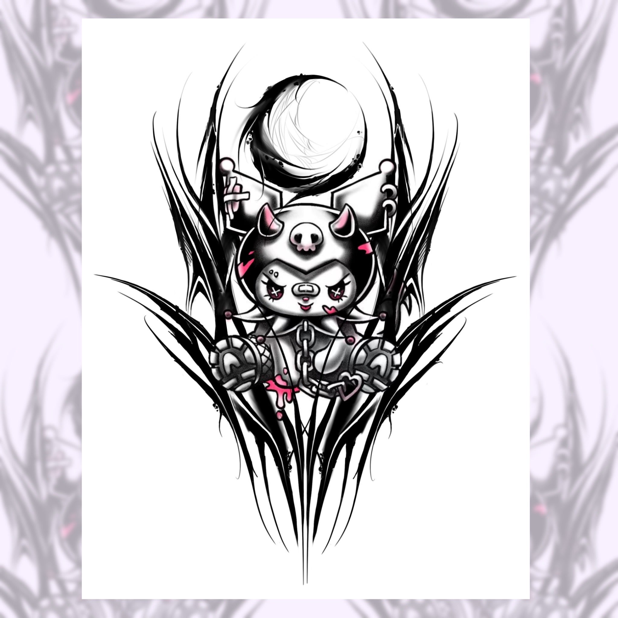 [QIQI TATTOO] Dark Kuromi - Tattoo Sticker (XL)