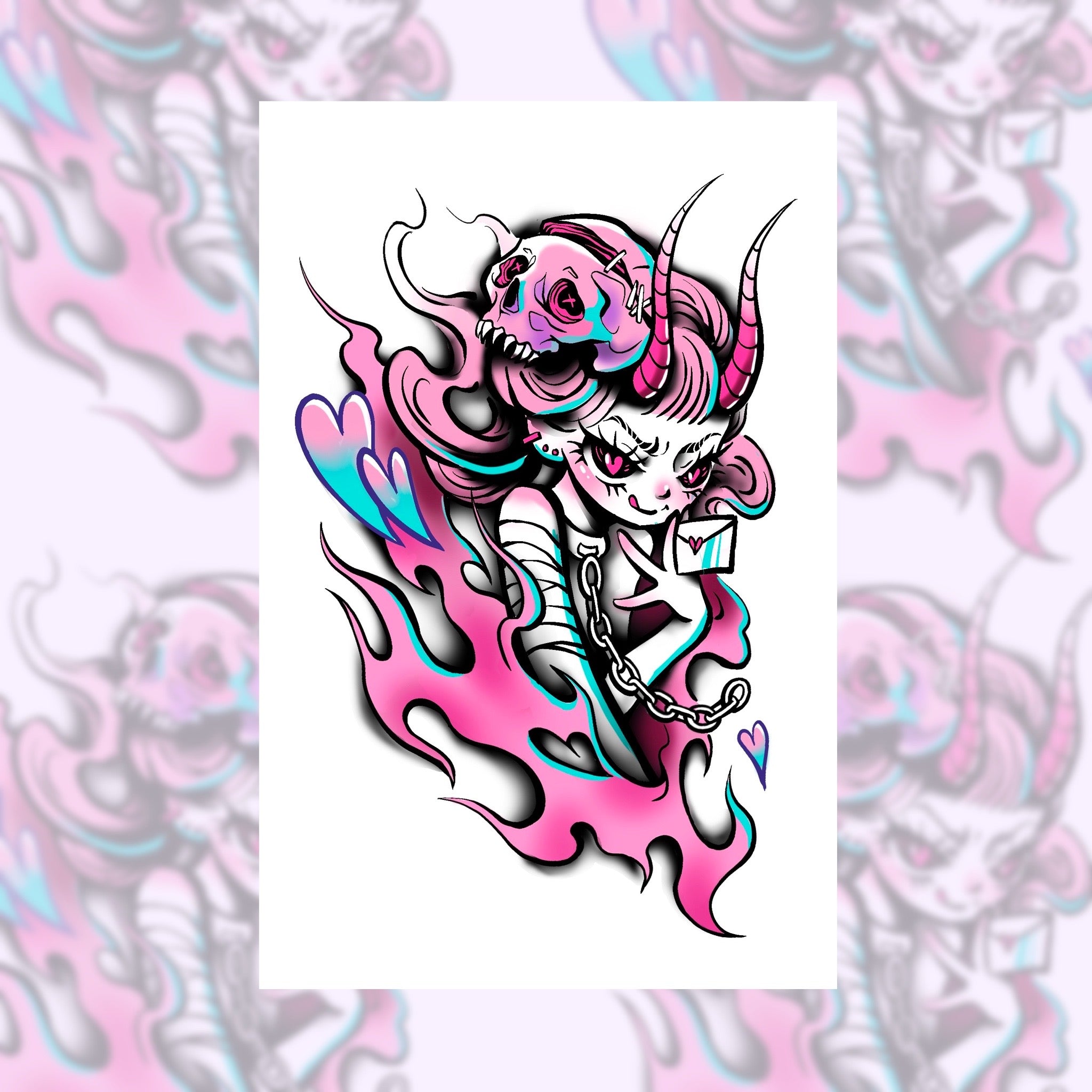 [QIQI TATTOO] Devil Girl - Tattoo Sticker (L)