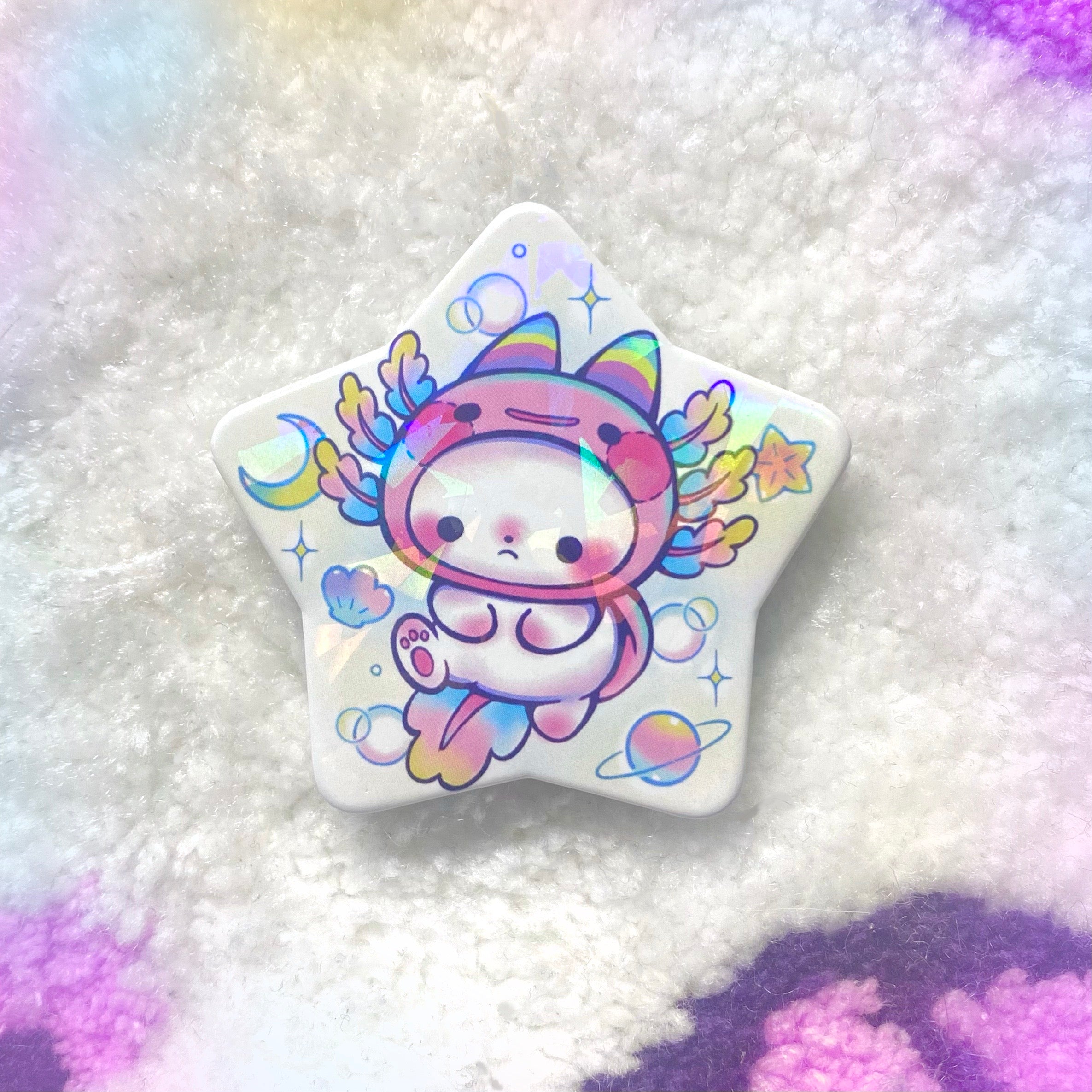 [QIQI TATTOO] Rainbow Cat Axolotl Star - Pin