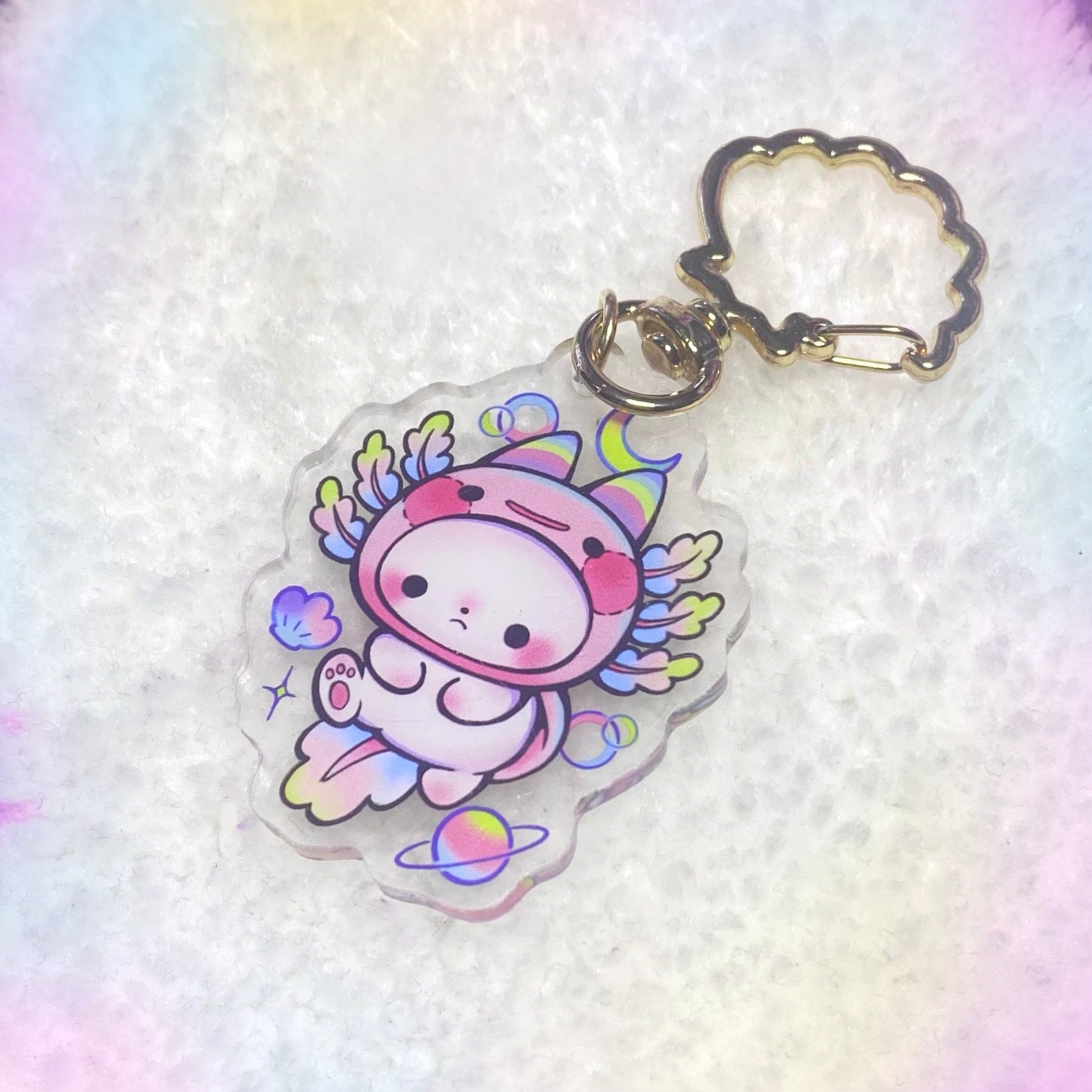 [QIQI TATTOO] Rainbow Cat Axolotl - Keychain