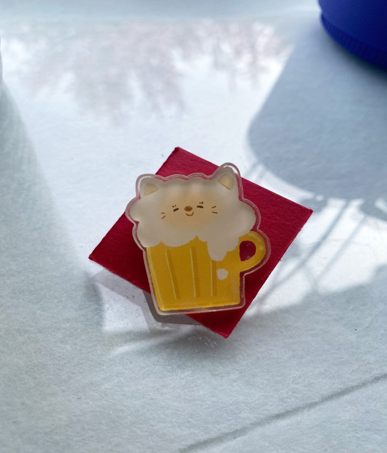 [ATHENA] Acrylic pin -Beer cat pin