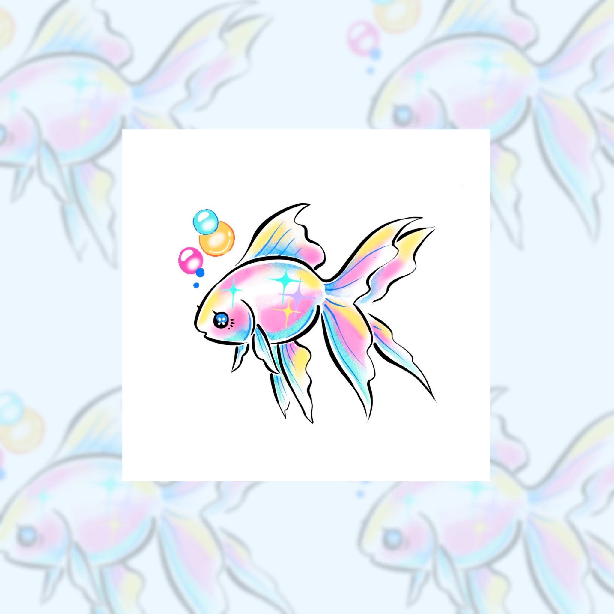 [QIQI TATTOO] Gold Fish - Tattoo Sticker (S)