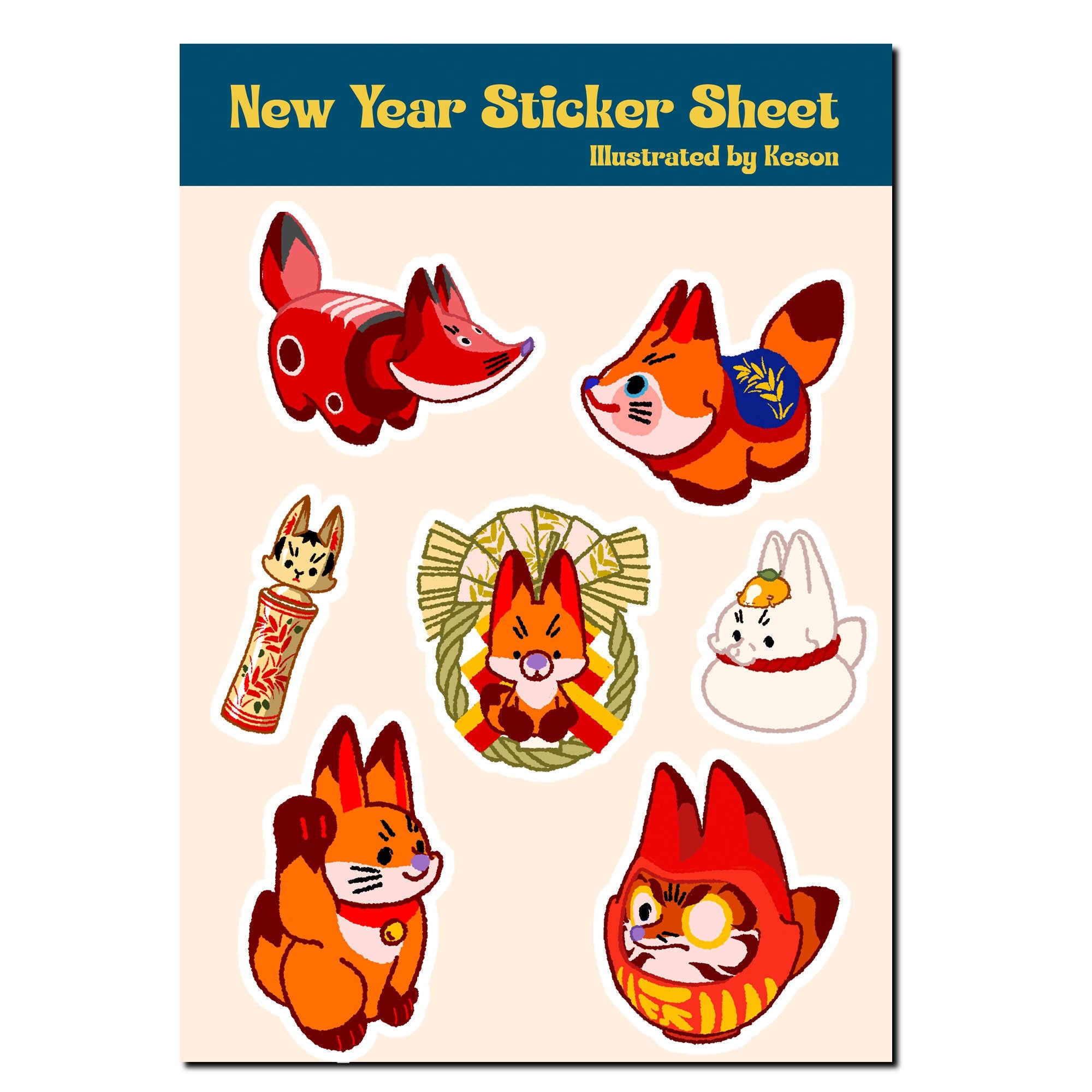 [Keson] Foxy Friends sticker sheet - Foxy New Year