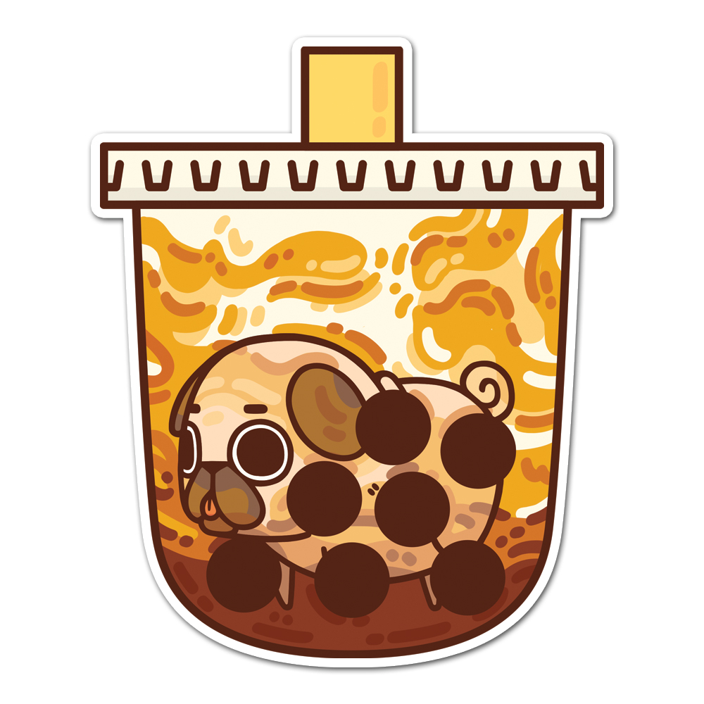 [PugliePug] Brown Sugar Bubble Tea Puglie Sticker