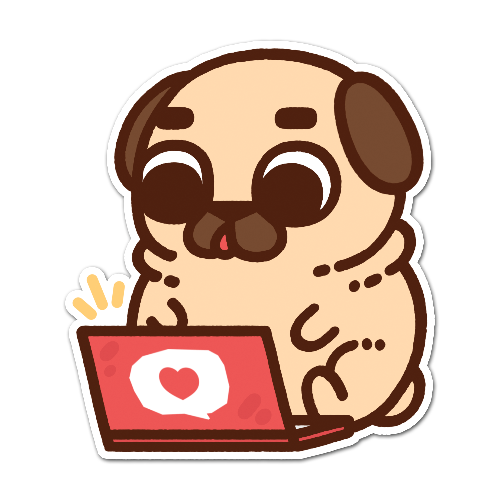 [PugliePug] Laptop Puglie Sticker