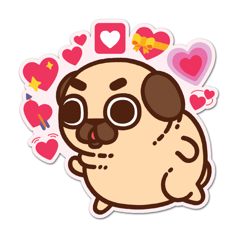 [PugliePug] LOVE EXPLOSION Puglie Sticker